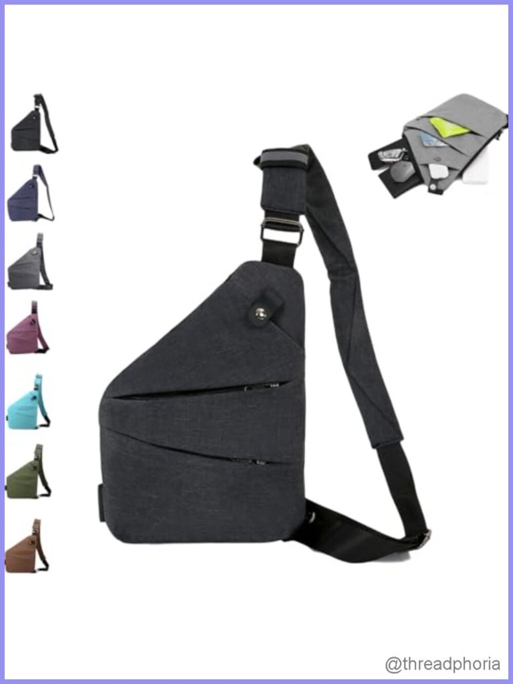 Anti-Theft Crossbody Travel Bag Nylon Sling Shoulder Purse